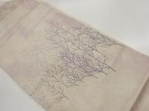 引箔雪持ち樹木模様刺繍名古屋帯